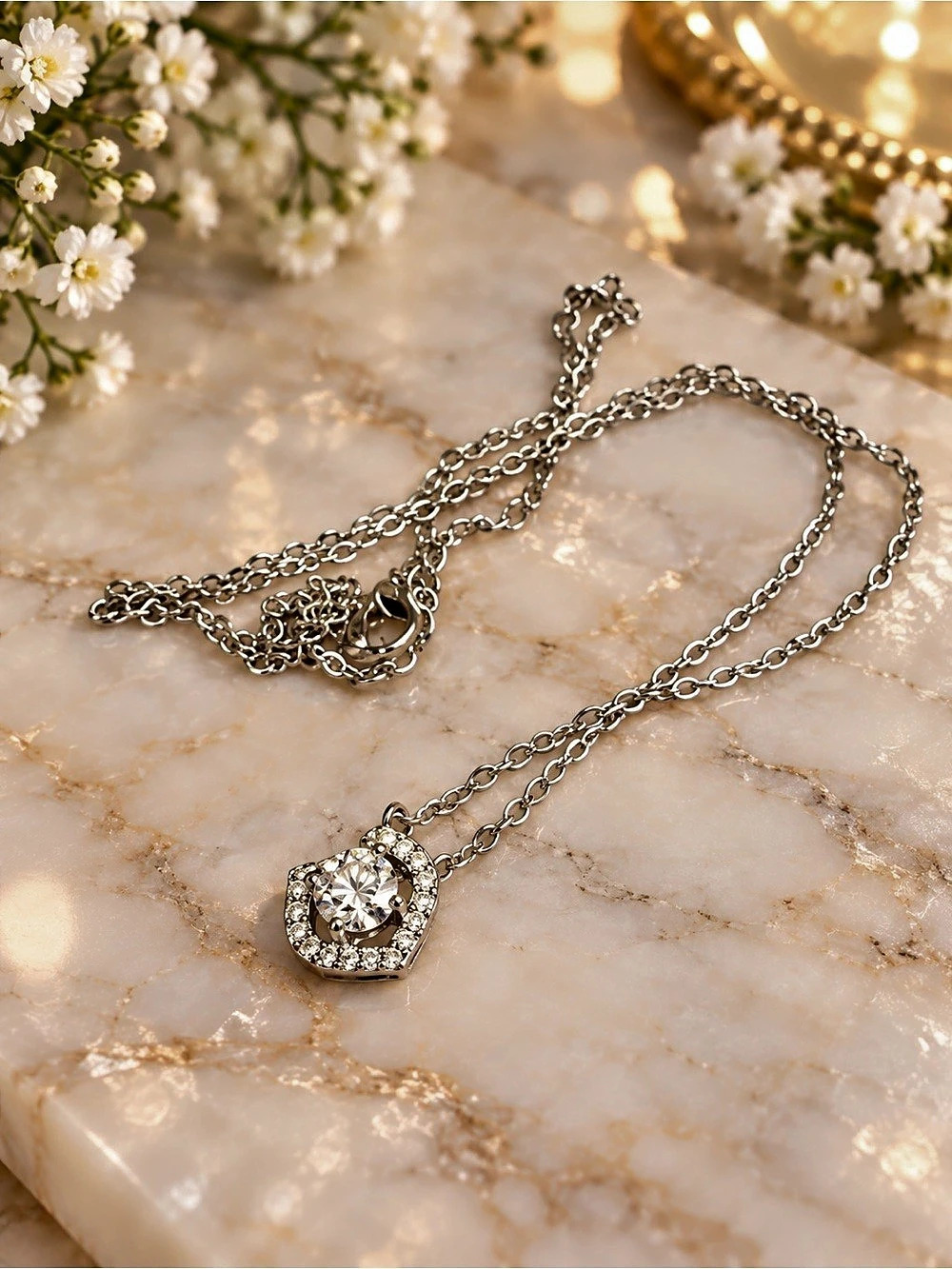 GRA Moissanite 1ct Pendant Necklace NWT